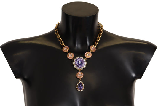 Elegant Floral Crystal Statement Necklace