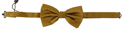 Elegant Mustard Silk Bow Tie