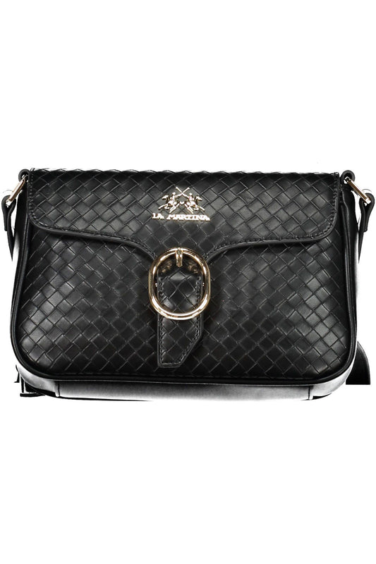 Elegant Black Shoulder Bag with Contrasting Details