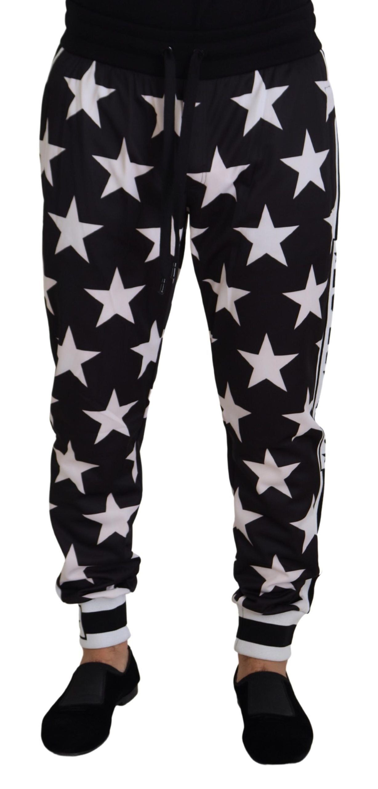 Star Print Casual Sweatpants with Logo Detail