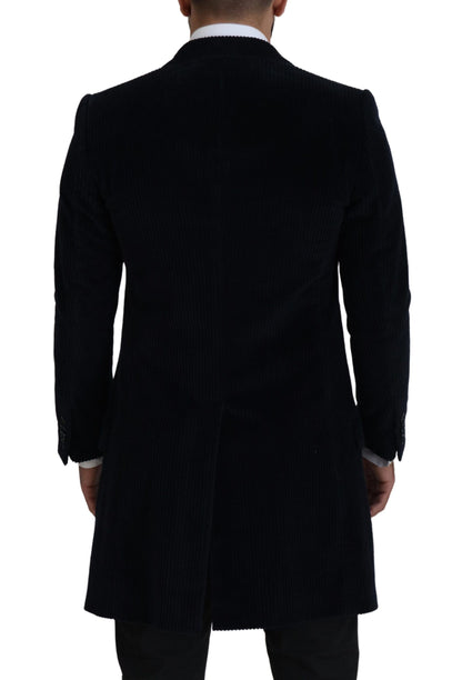 Elegant Black Cotton Long Cardigan Jacket