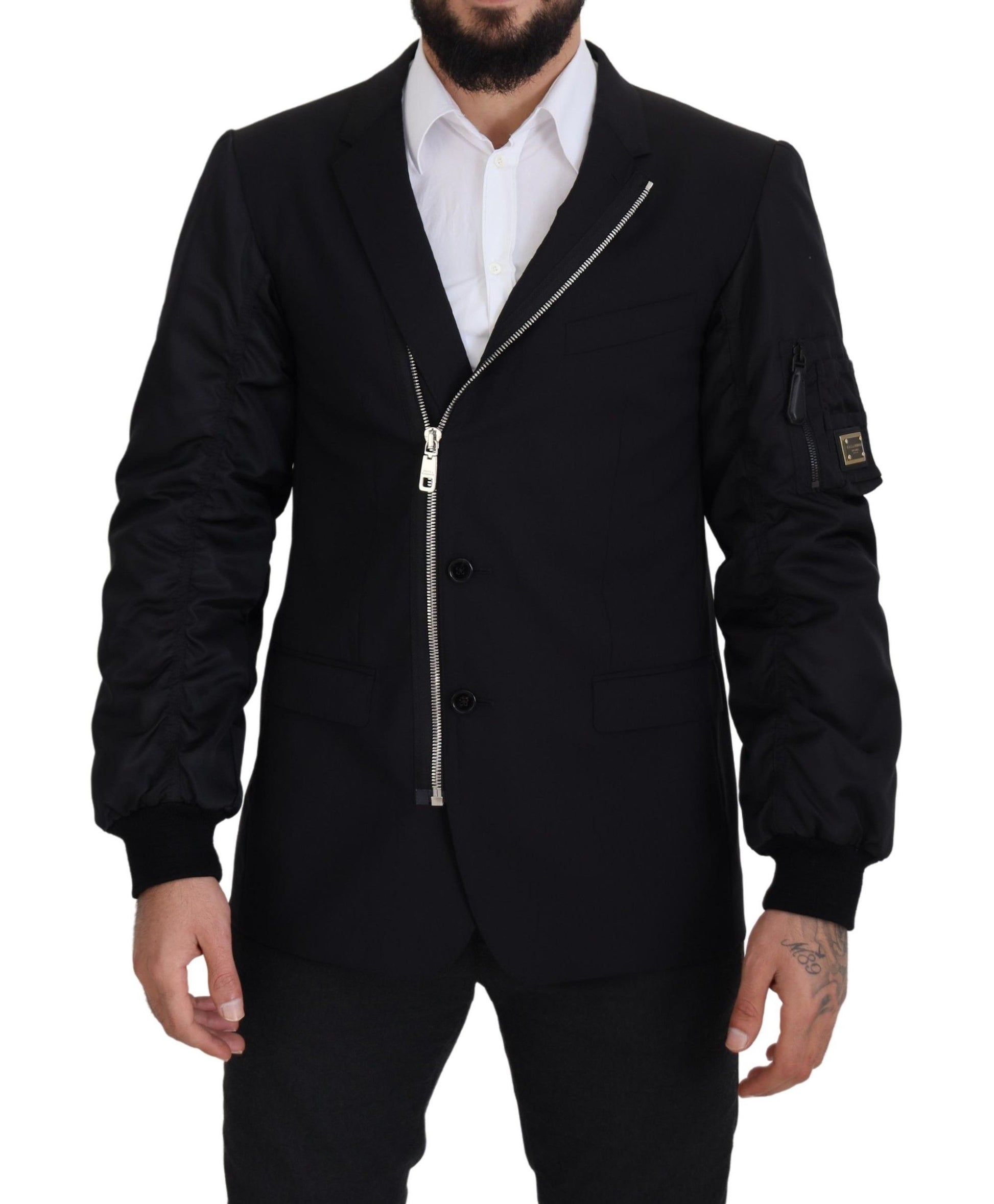 Elegant Black Virgin Wool Jacket