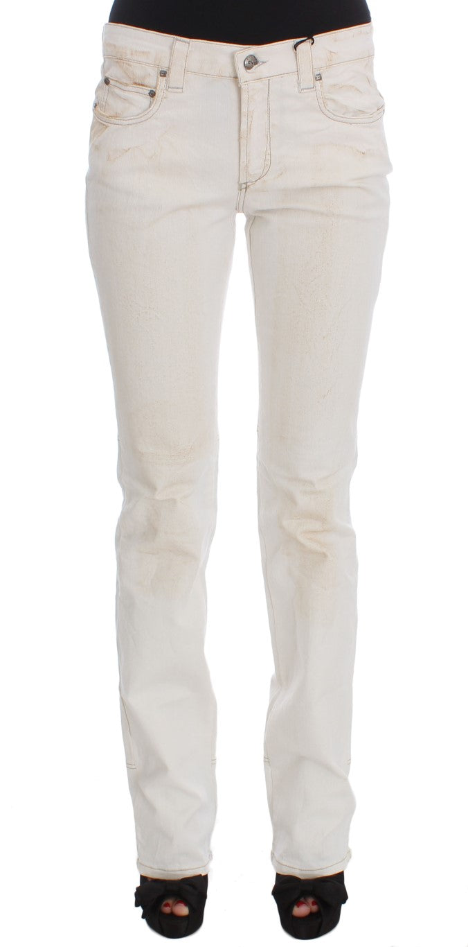 Chic White Slim Fit Designer Jeans