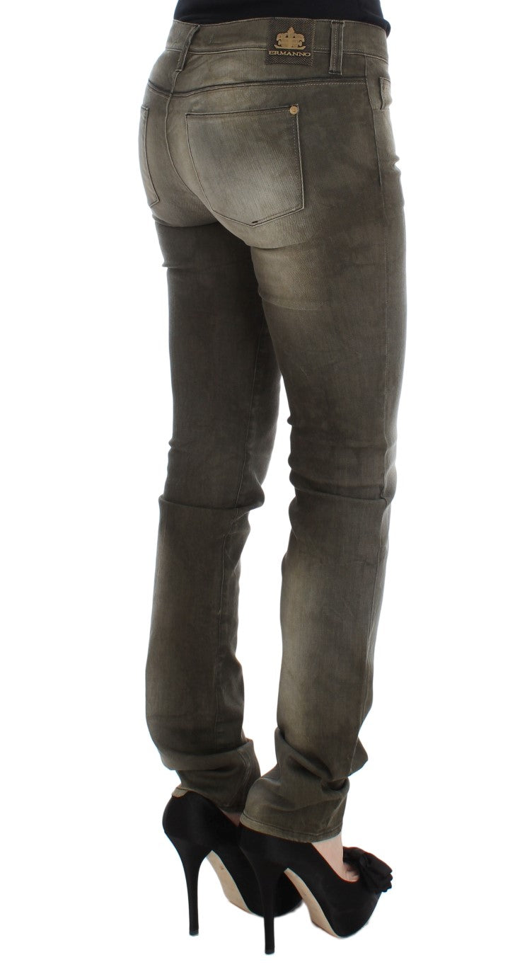 Chic Gray Slim Fit Italian Denim