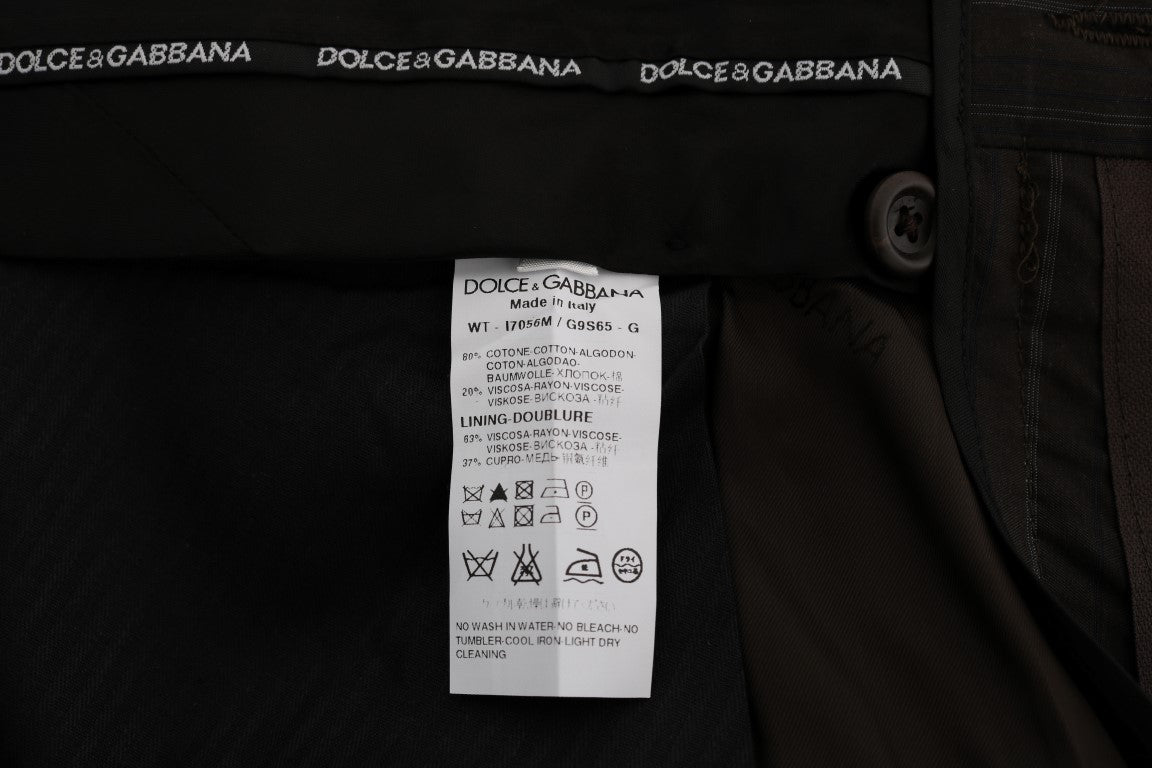 Dolce & Gabbana Elegant Brown Striped Dress Trousers