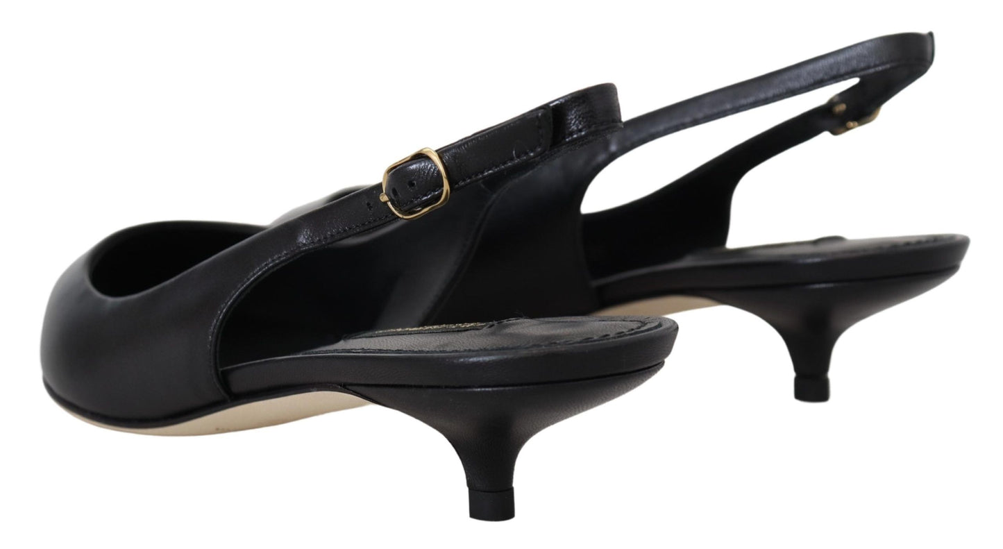 Elegant Black Leather Slingback Pumps