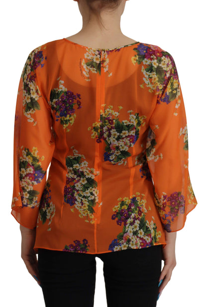 Elegant Floral Silk Blouse with Back Zipper