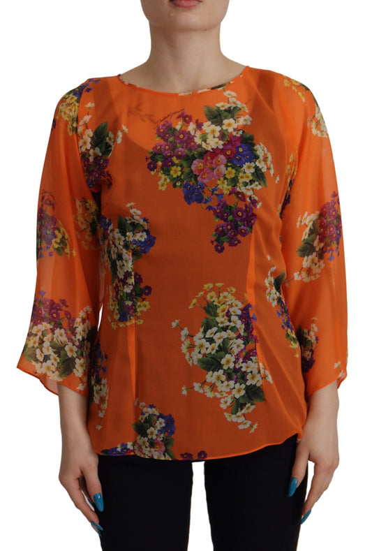 Elegant Floral Silk Blouse with Back Zipper