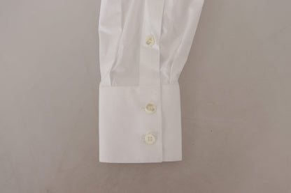 Elegant White Cotton Buttoned Shirt