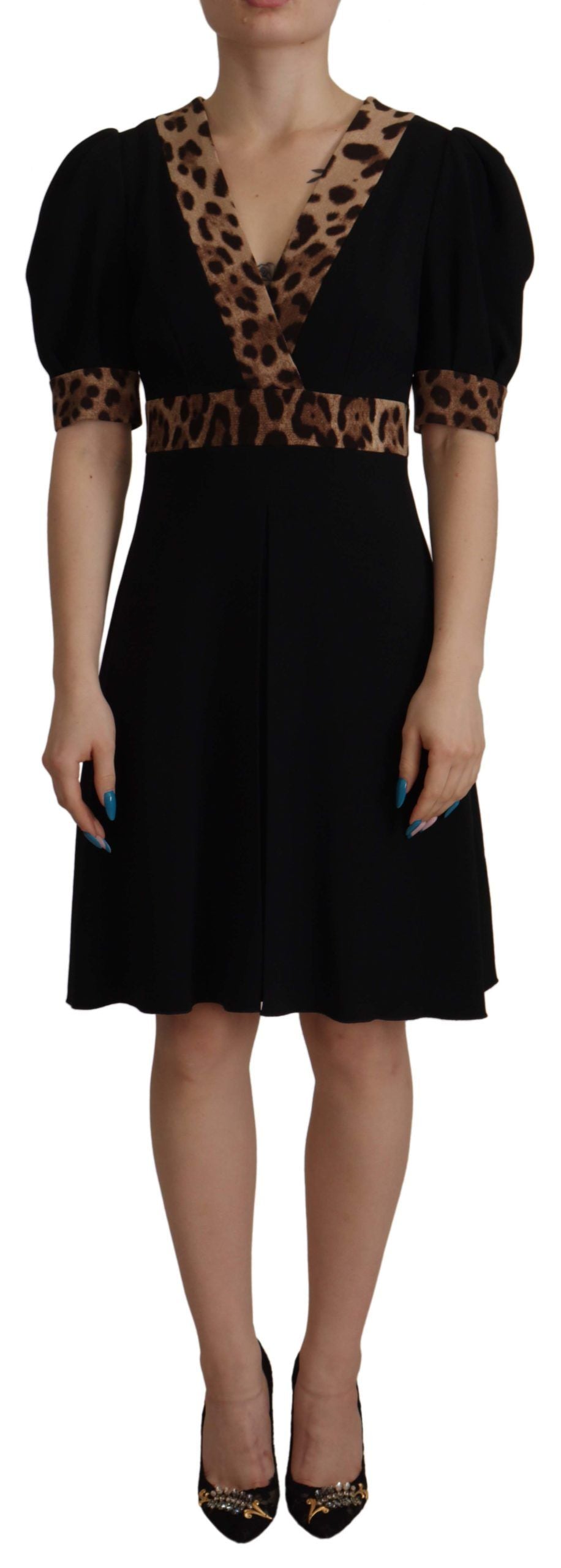 Elegant Black V-Neck A-Line Dress