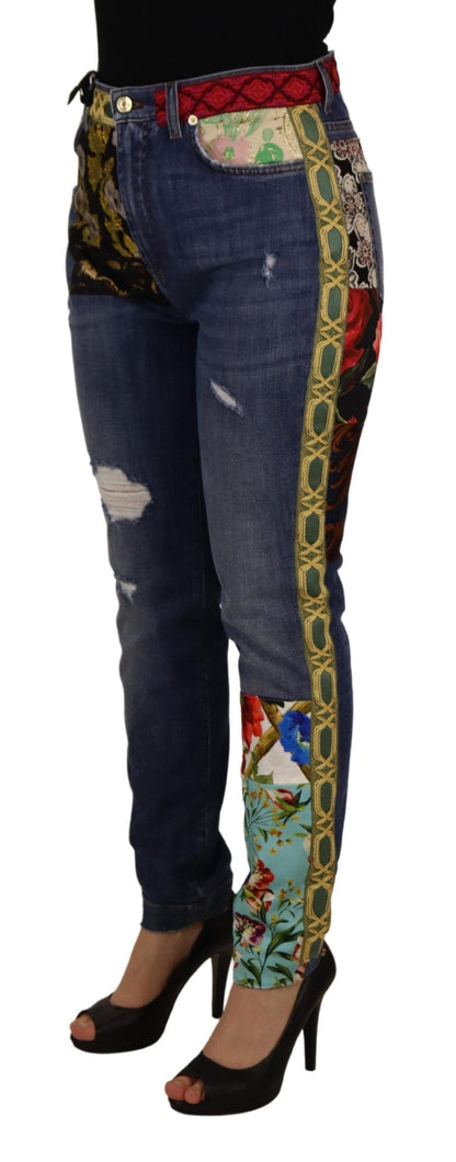 High Waist Patchwork Skinny Denim