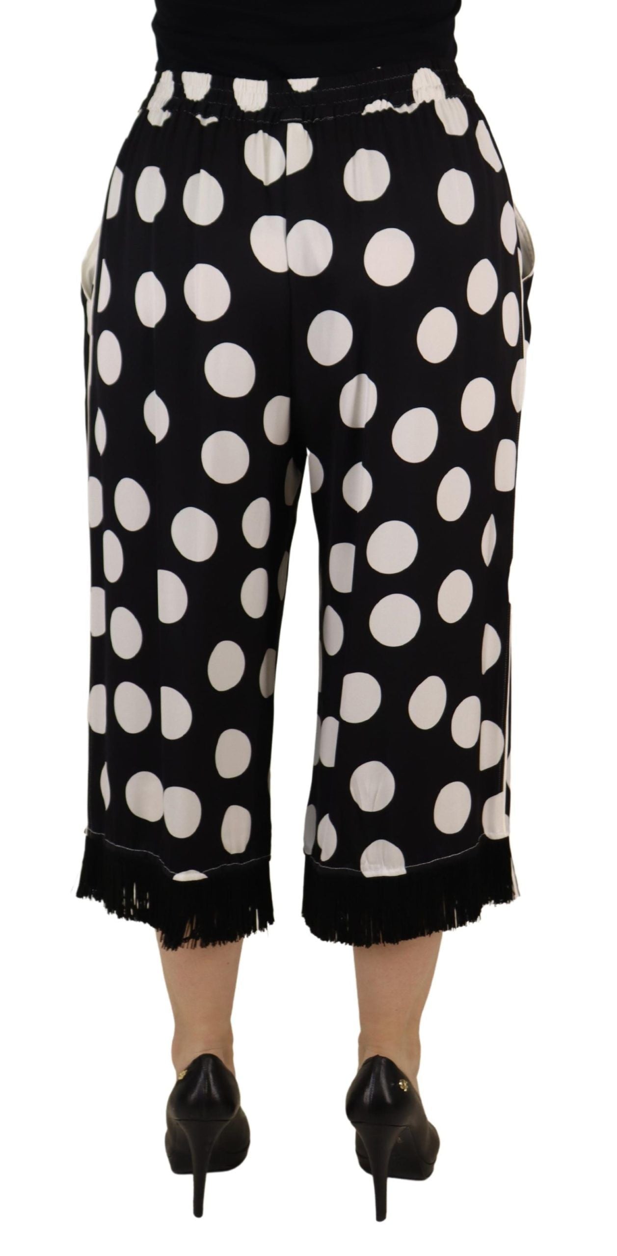 Polka Dot Silk Mid Waist Pants