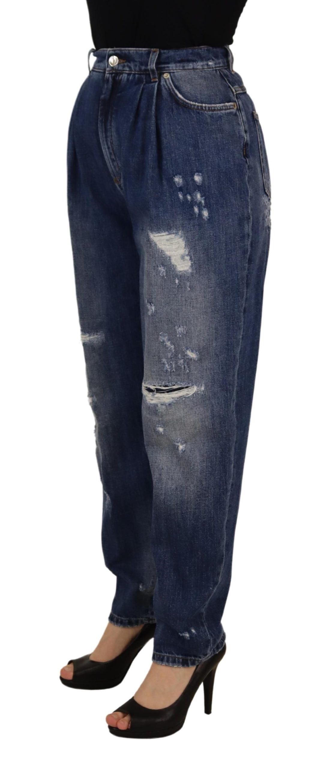 High Waist Skinny Denim Jeans - Chic Blue Washed