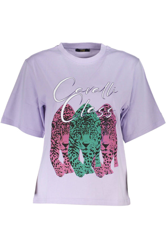 Elegant Purple Slim Fit Tee with Chic Print