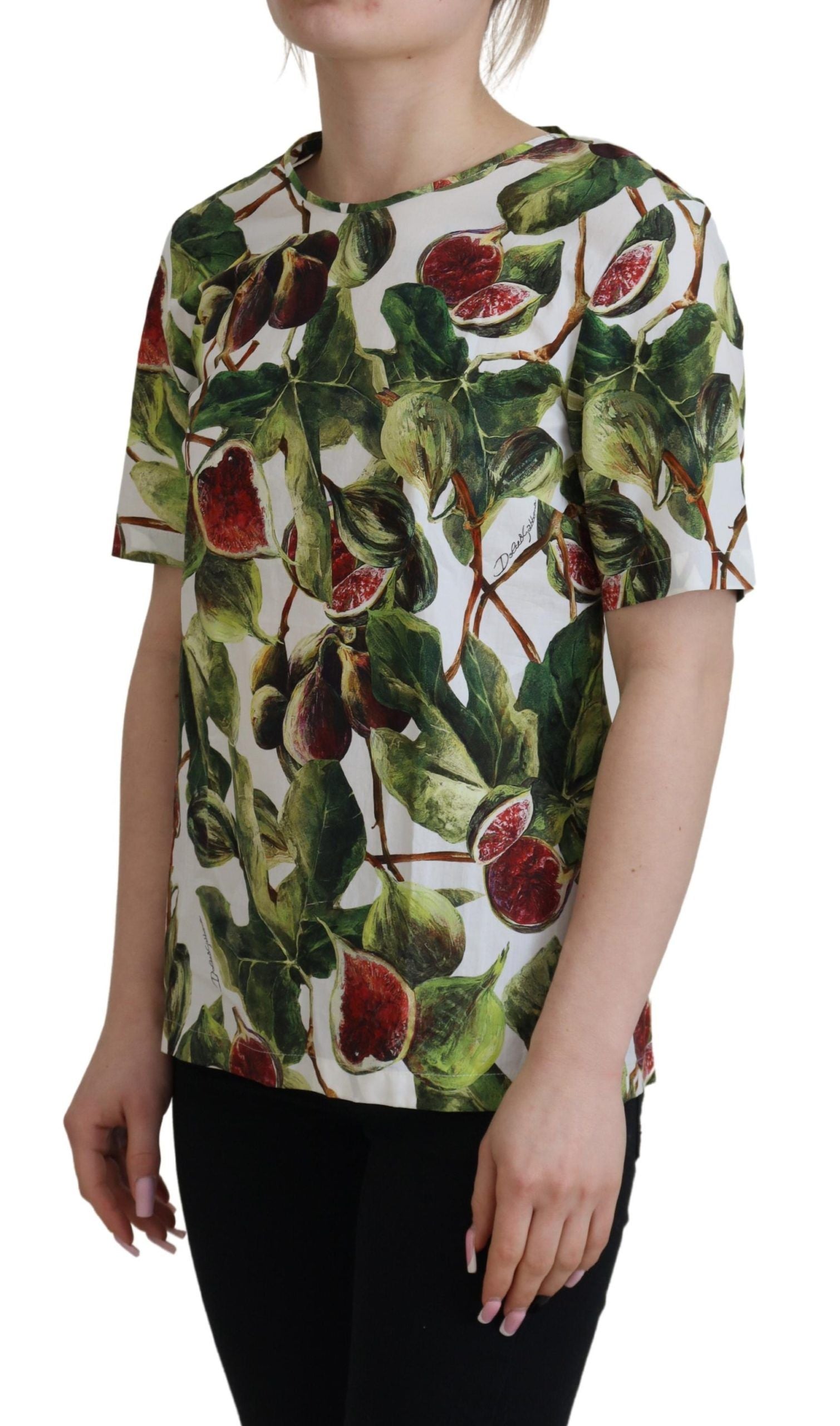 Chic Multicolor Fig Print Cotton Top