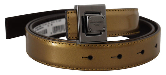 Gold Square Buckle Leather Belt