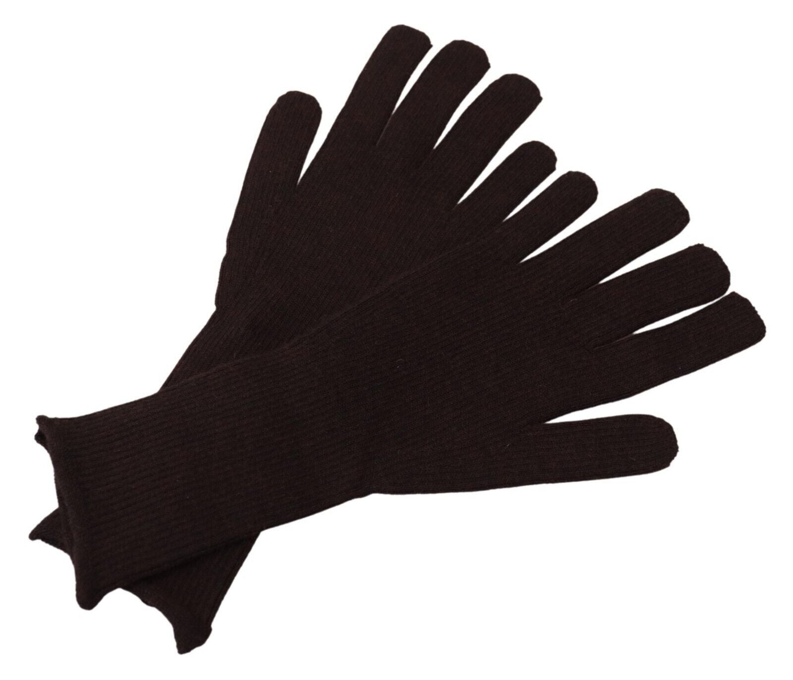 Elegant Silk Cashmere Brown Gloves