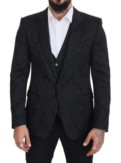 Elegant Black Martini Suit Jacket & Vest Ensemble