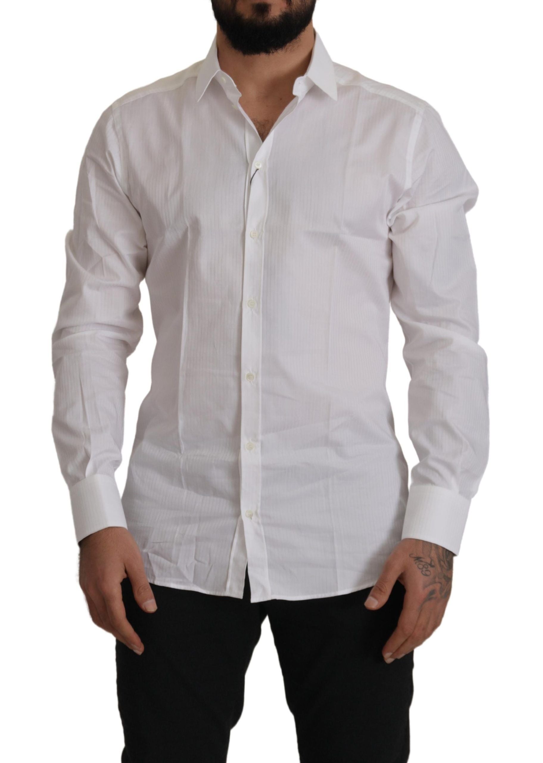 Elegant White Cotton Dress Shirt