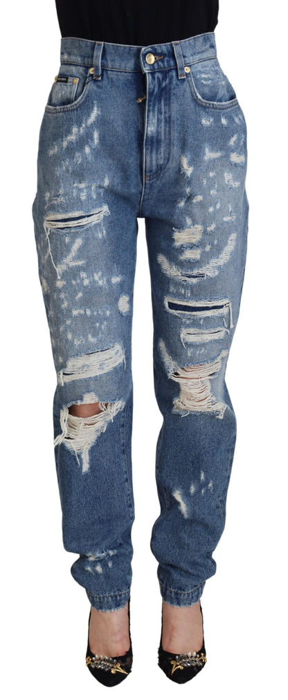 Chic Tattered Denim Pants - Indigo Essence