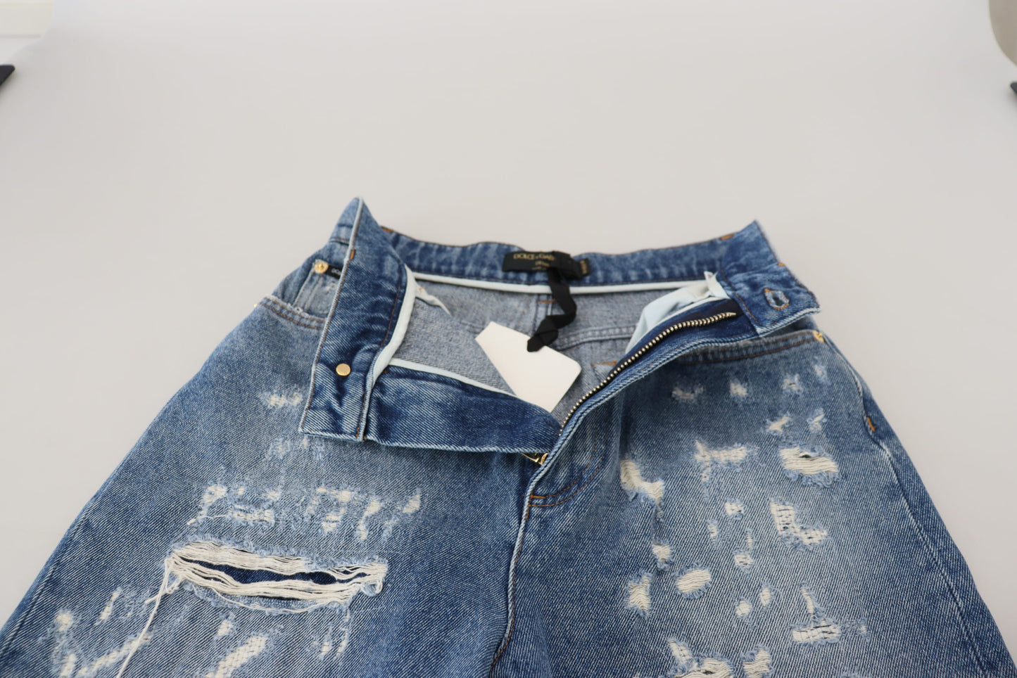 Chic Tattered Denim Pants - Indigo Essence