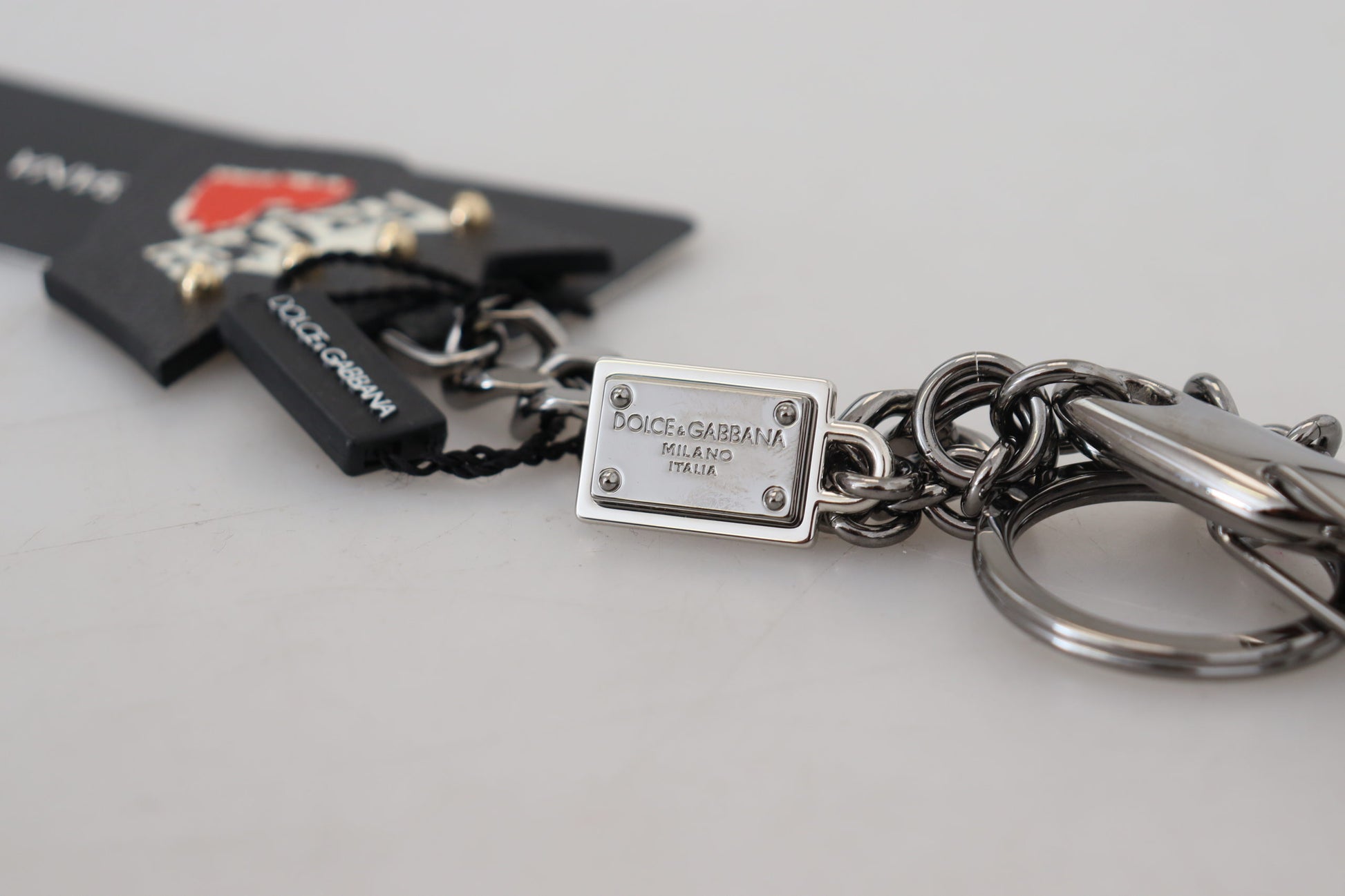 Elegant Silver and Black Designer Keychain