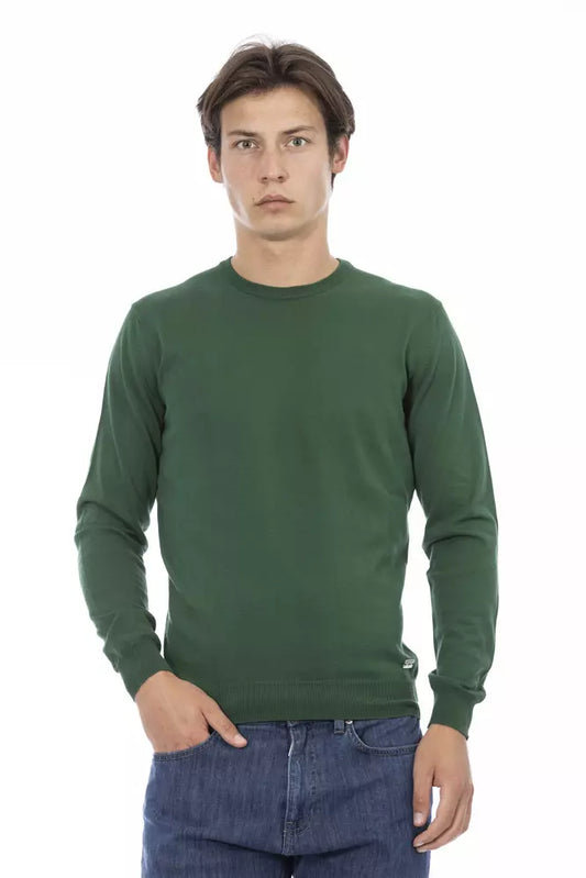 Green Cotton Men Sweater