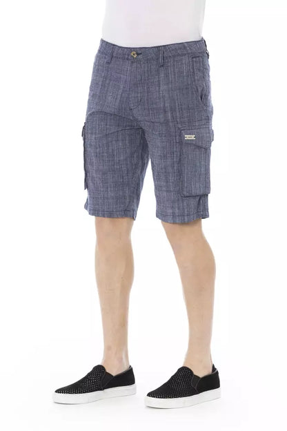 Blue Cotton Men Cargo Short