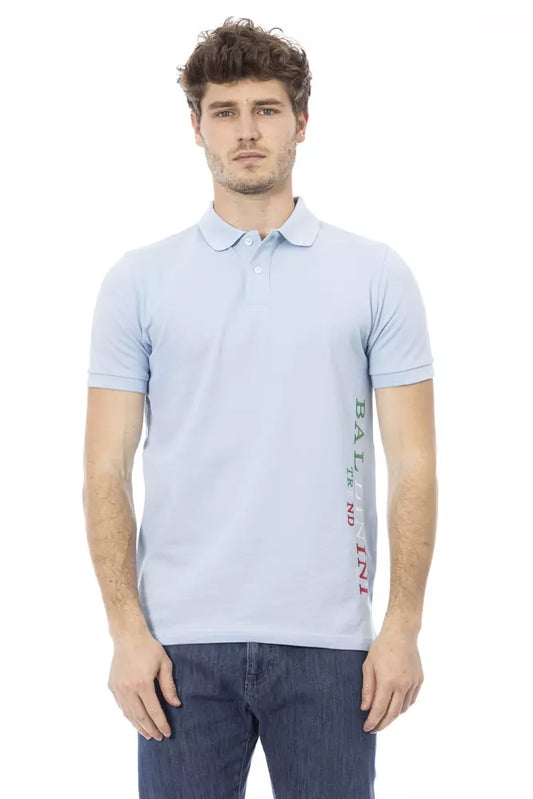 Light Blue Cotton Men Polo