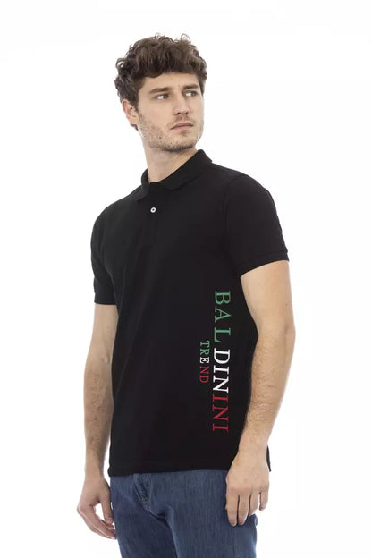 Black Cotton Men Polo Shirt