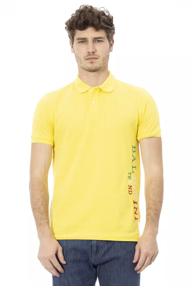 Yellow Cotton Men Polo-Shirt