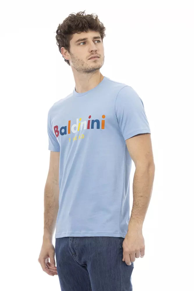 "Light Blue Cotton Men T-Shirt"