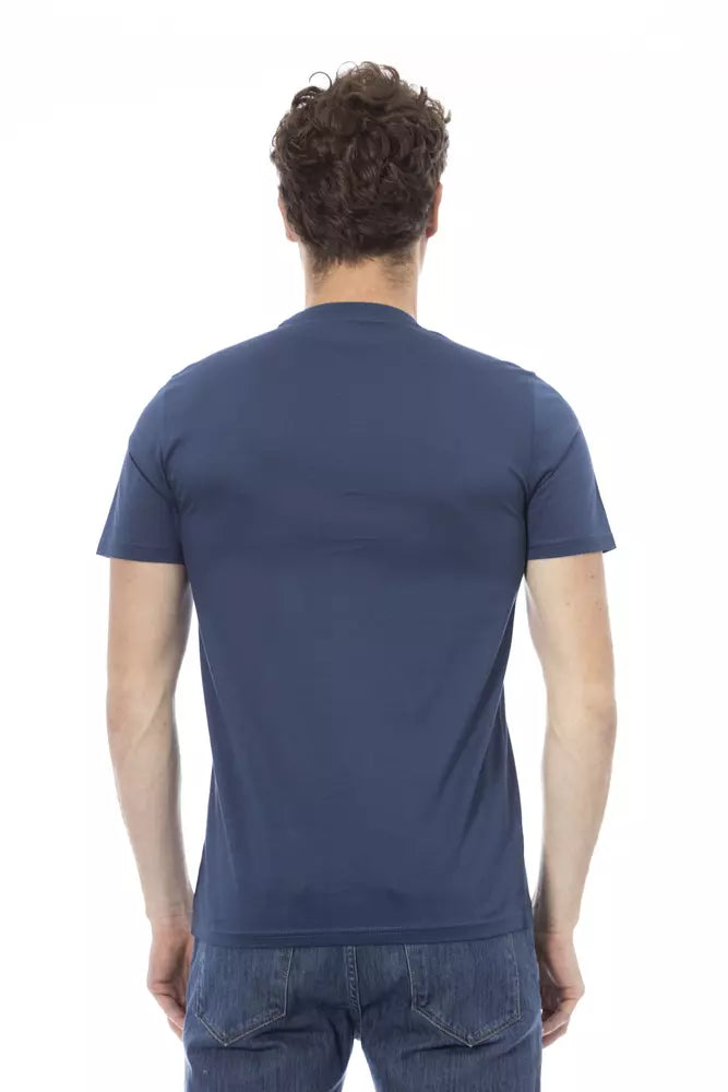 Blue Cotton Men T-Shirt