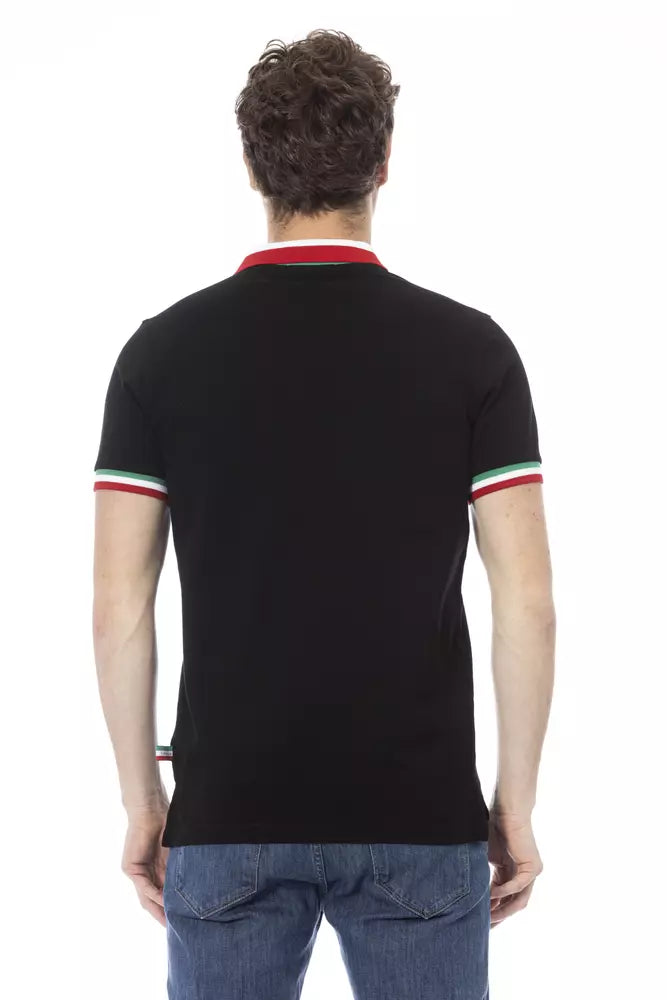 Black Cotton Men Polo Shirt