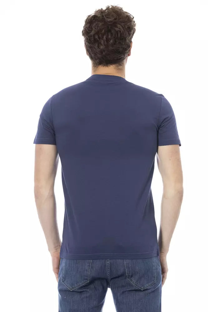 Blue Cotton Men T-Shirt