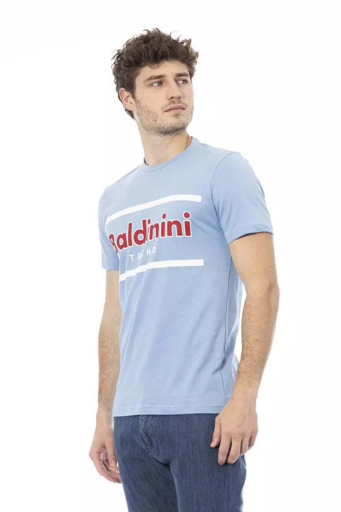 Light Blue Cotton Men T-Shirt