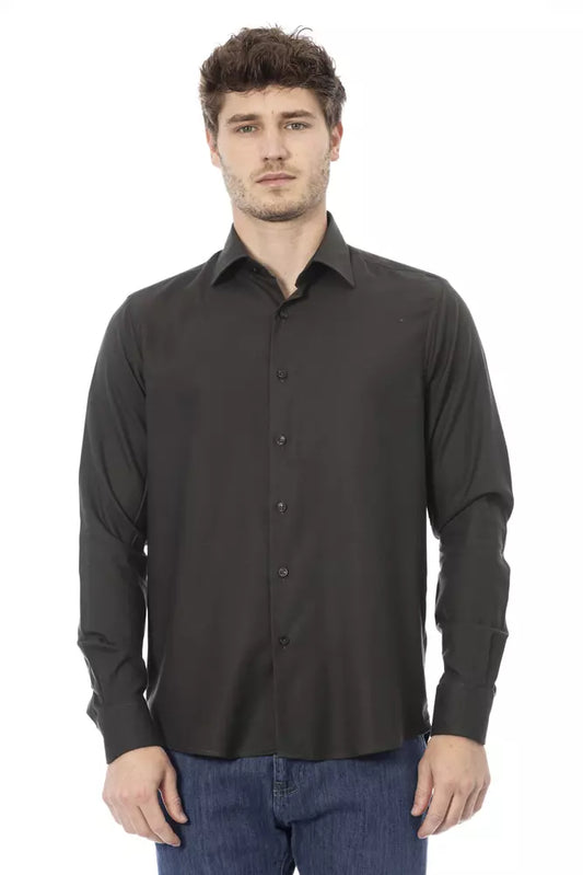 Green Cotton Men Shirt