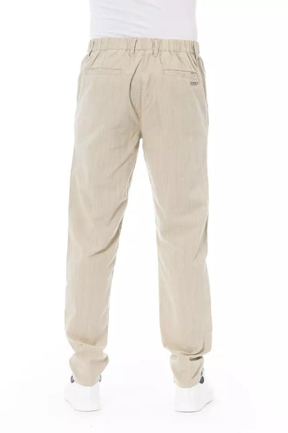 Beige Cotton Men Chino