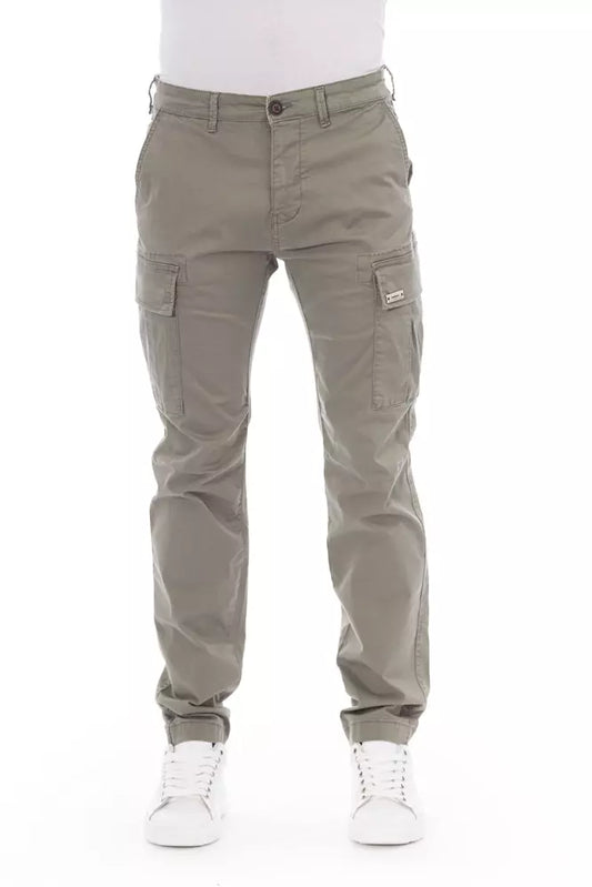 Beige Cotton Men Cargo Pant