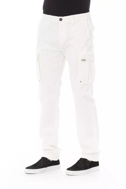 White Cotton Men Cargo Pant