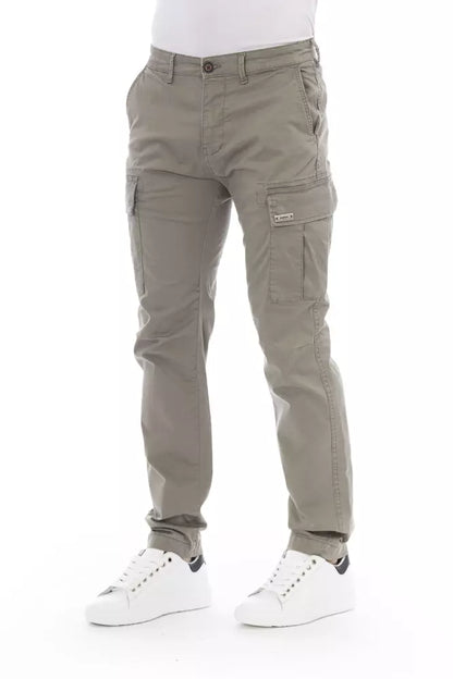 Beige Cotton Men Cargo Pant