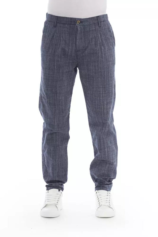 Blue Cotton Men Chino Trouser