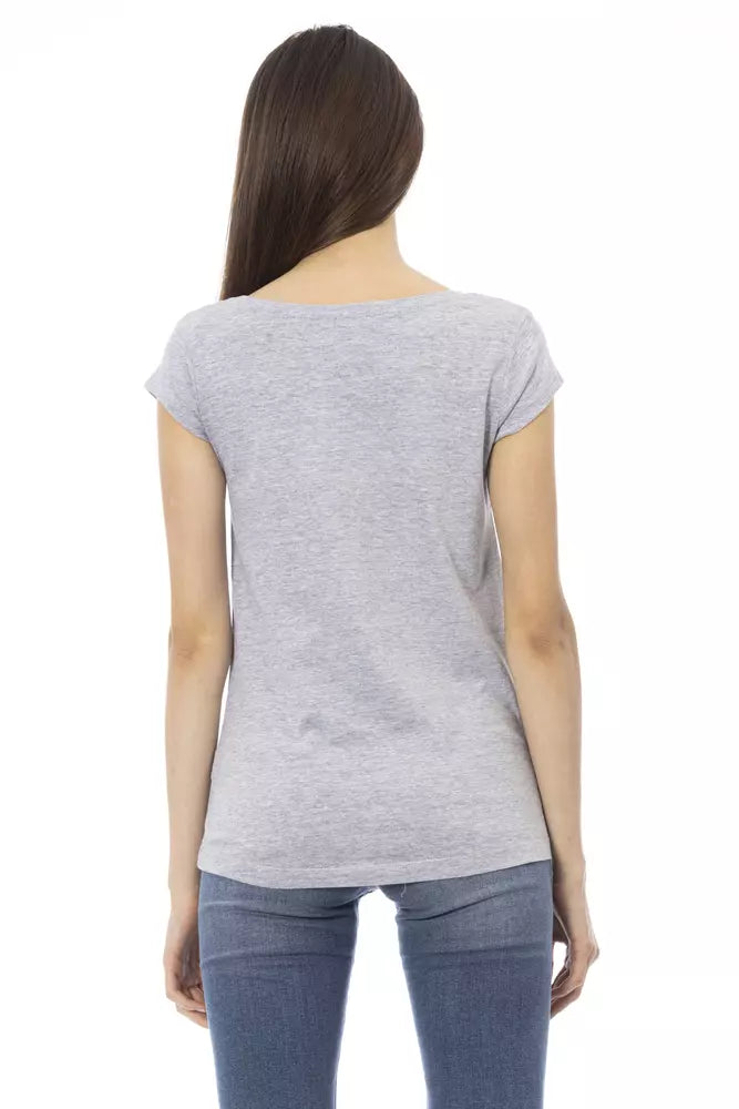 Gray Cotton Women T-Shirt