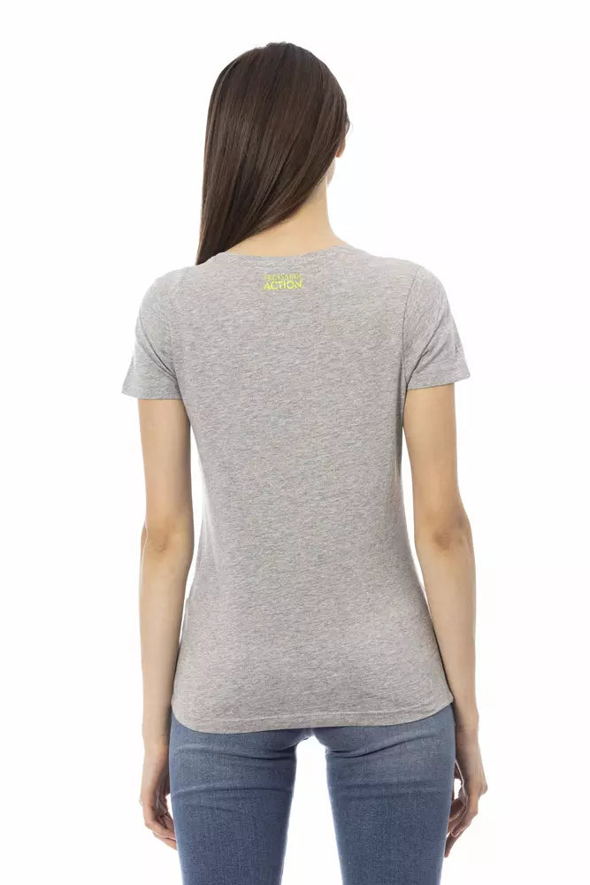 Gray Cotton Women T-Shirt