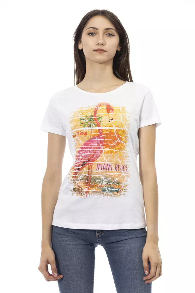 White Cotton Women T-Shirt