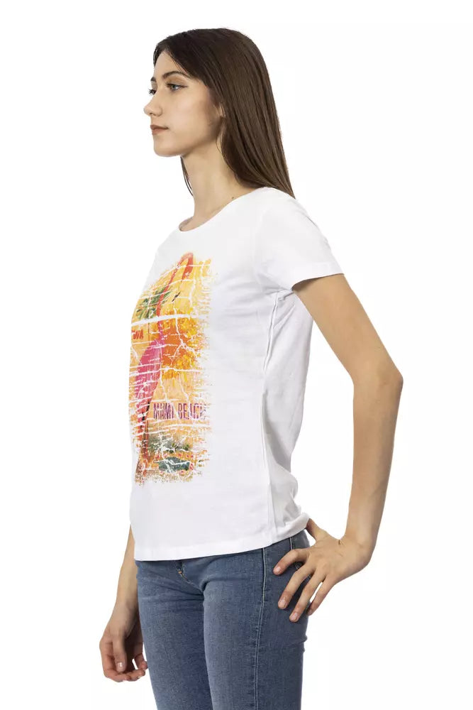 White Cotton Women T-Shirt