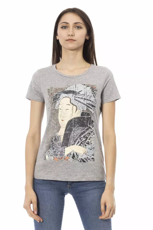 Gray Cotton Women T-Shirt