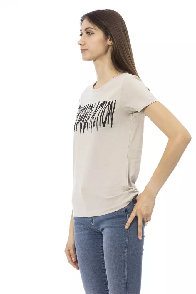 Beige Cotton Women T-Shirt