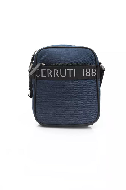 Elegant Blue Nylon-Leather Messenger Bag