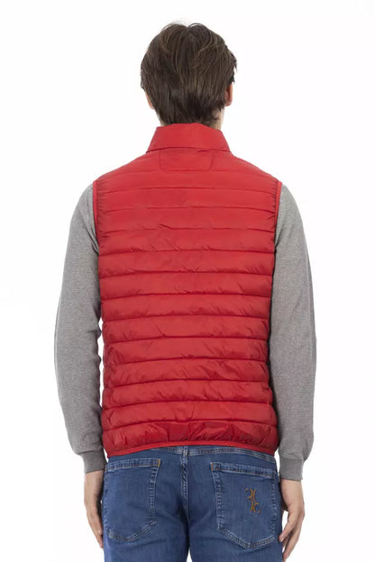 Red Polyester Men Sleeveless Jacket